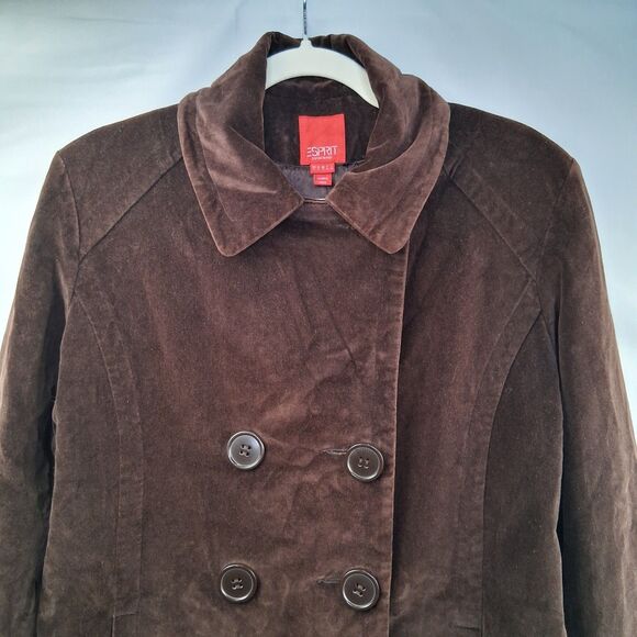 Vintage Esprit  Women's Velvet Brown Double Breasted Blazer Fully Lined Size L - Picture 9 of 12